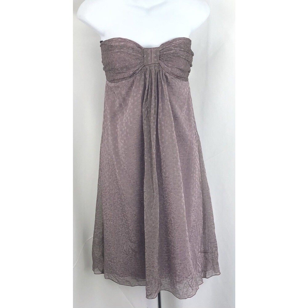 Nwt Johnny m flowy Strapless chiffon Dress 13 purple empire sweetheart smocked